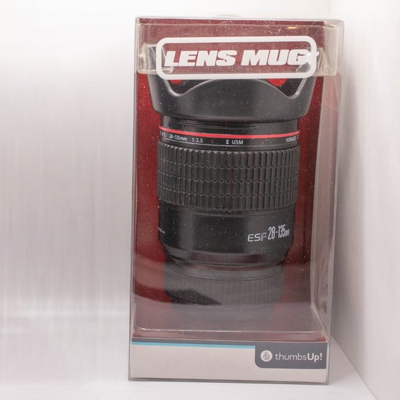 Thumbs Up! Camera Lens Mug Cup w/ Cover Lid (looks like Canon & Nikon Lens) - Picture 2 of 3